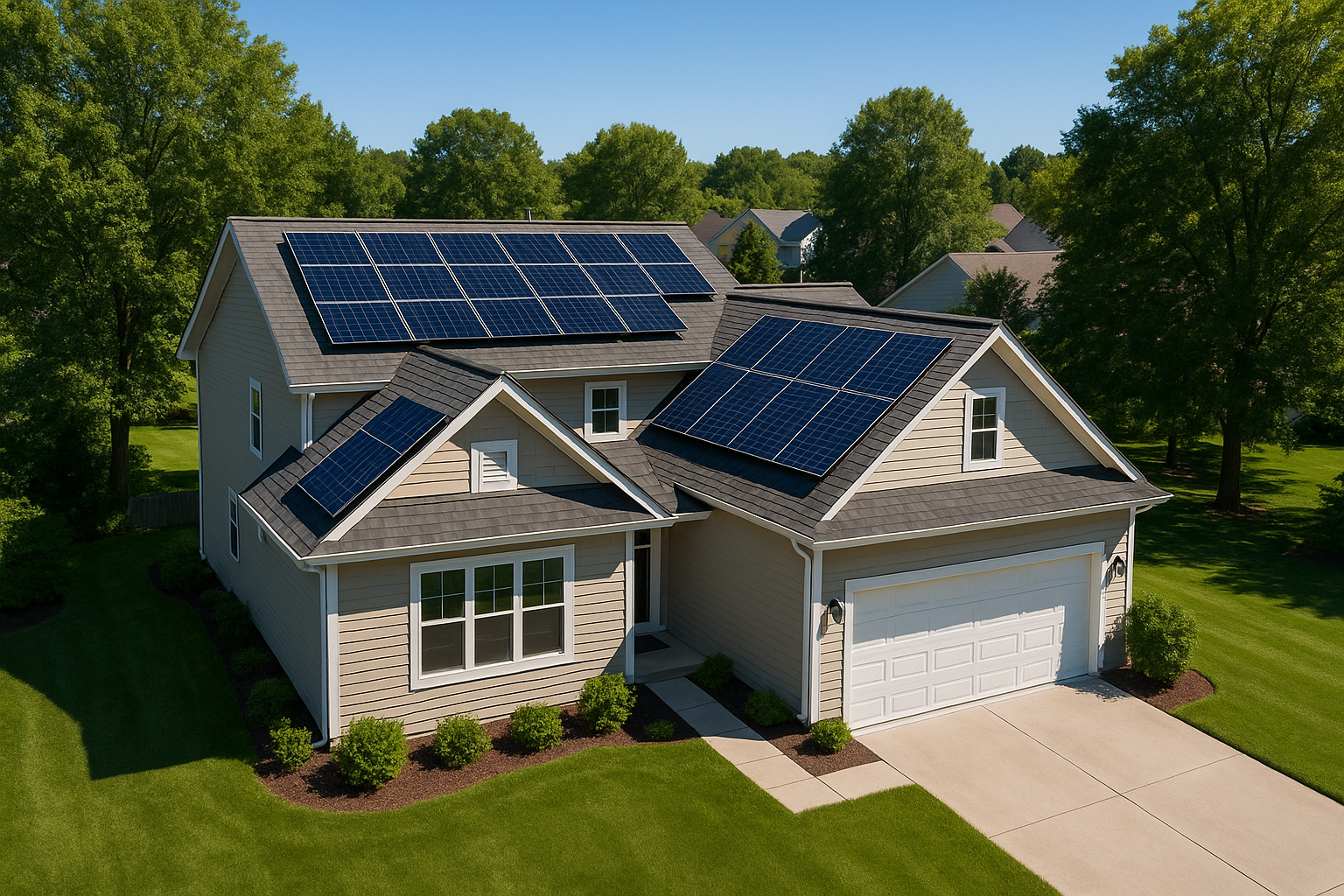 Modern home with rooftop solar panel installation — residential solar guide