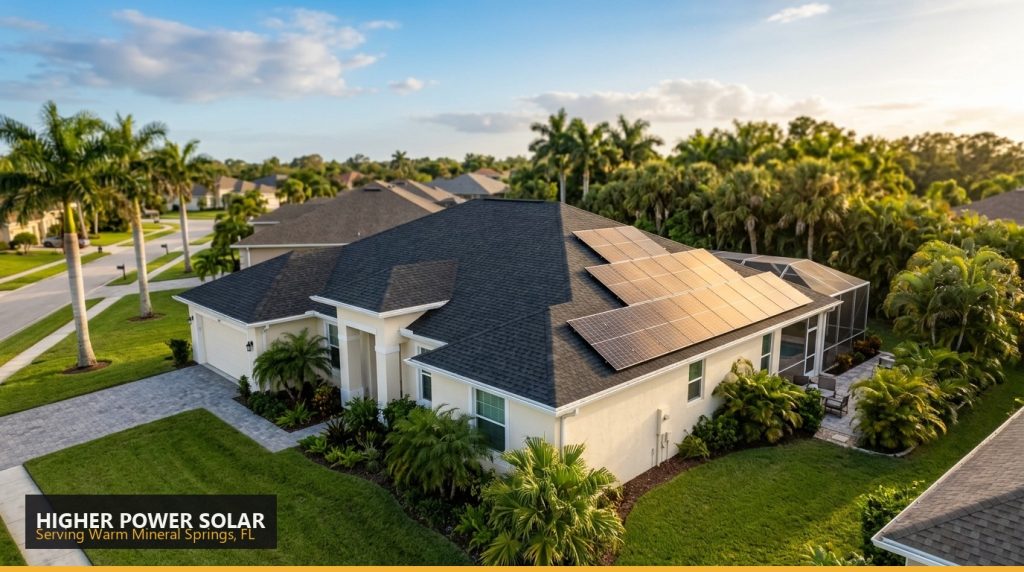Higher Power Solar installation, Warm Mineral Springs, FL — residential rooftop solar array