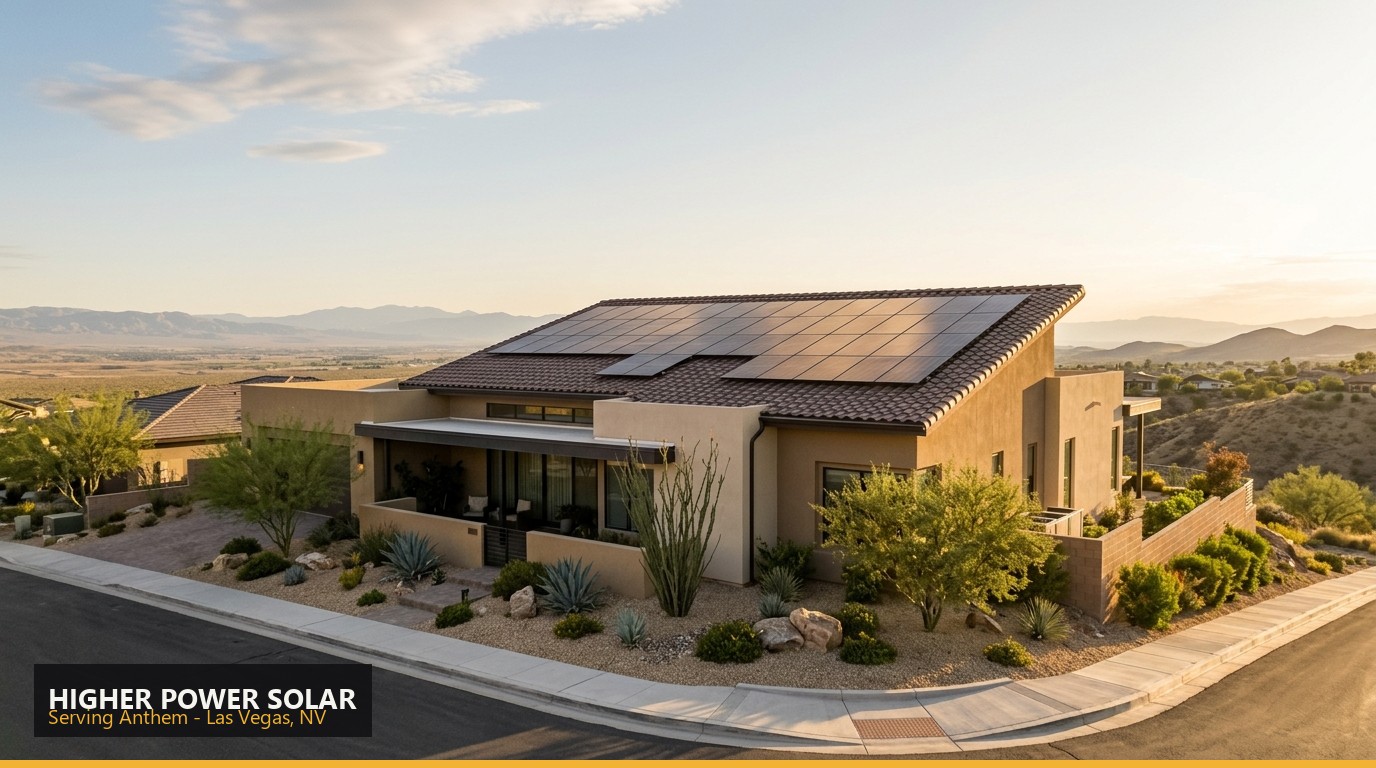 Rooftop solar installation on a home in Anthem, Las Vegas NV - Higher Power Solar