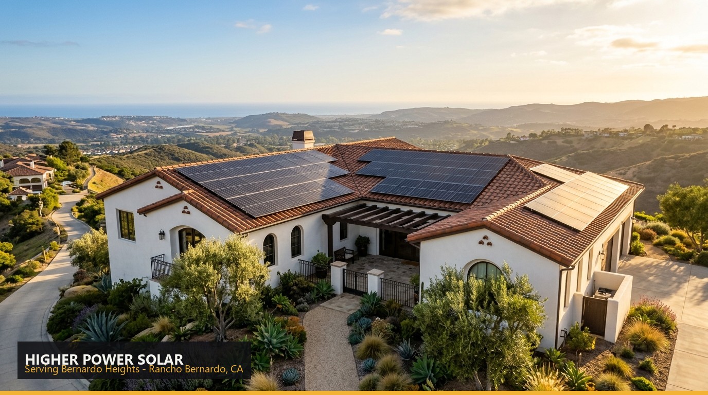 Rooftop solar installation on a home in Bernardo Heights, Rancho Bernardo CA - Higher Power Solar