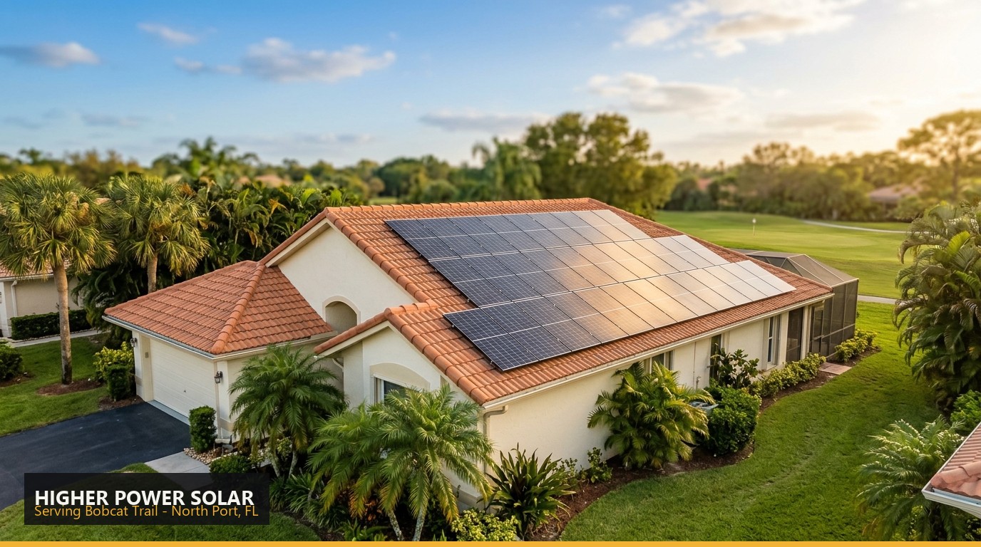 Rooftop solar installation on a home in Bobcat Trail, North Port FL - Higher Power Solar