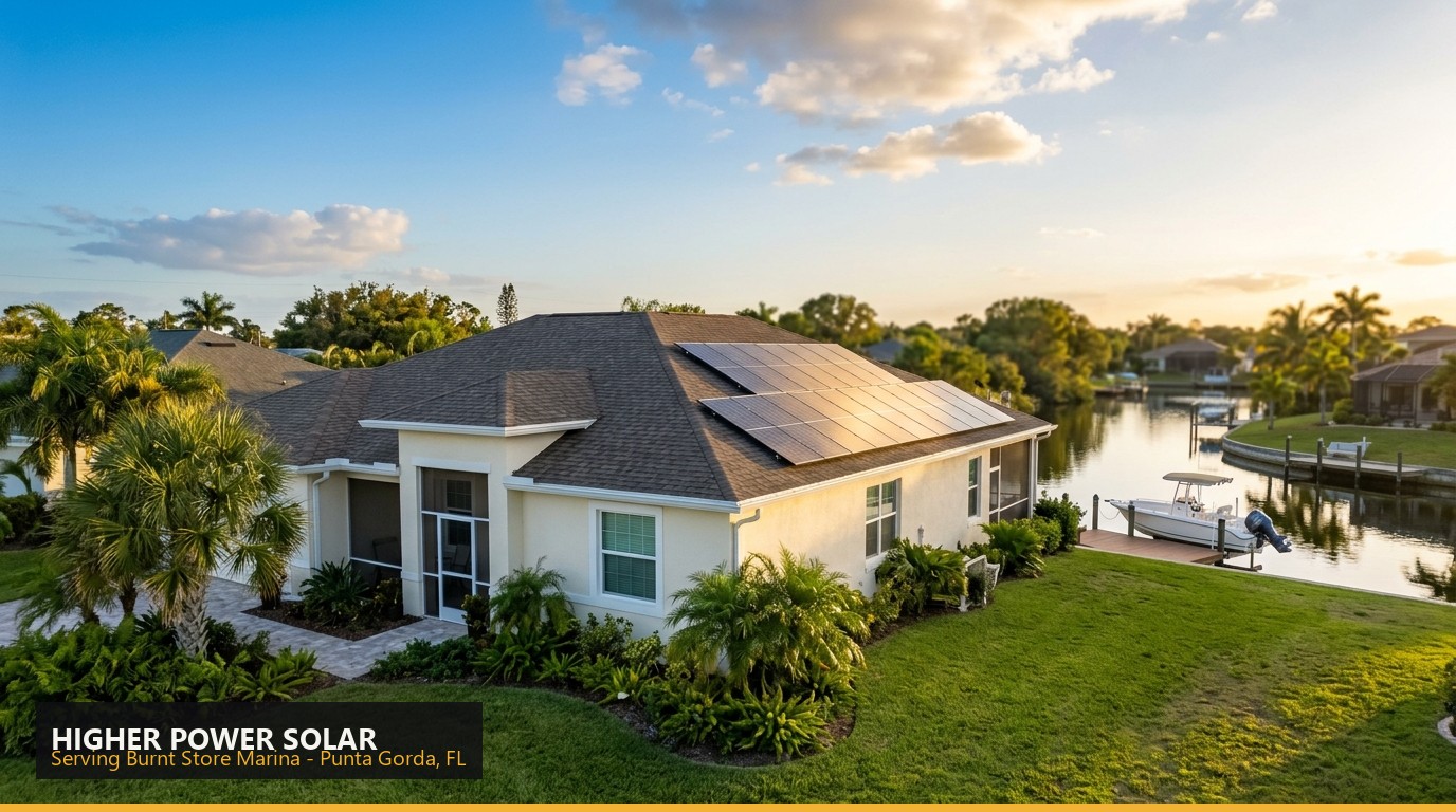 Rooftop solar installation on a home in Burnt Store Marina, Punta Gorda FL - Higher Power Solar