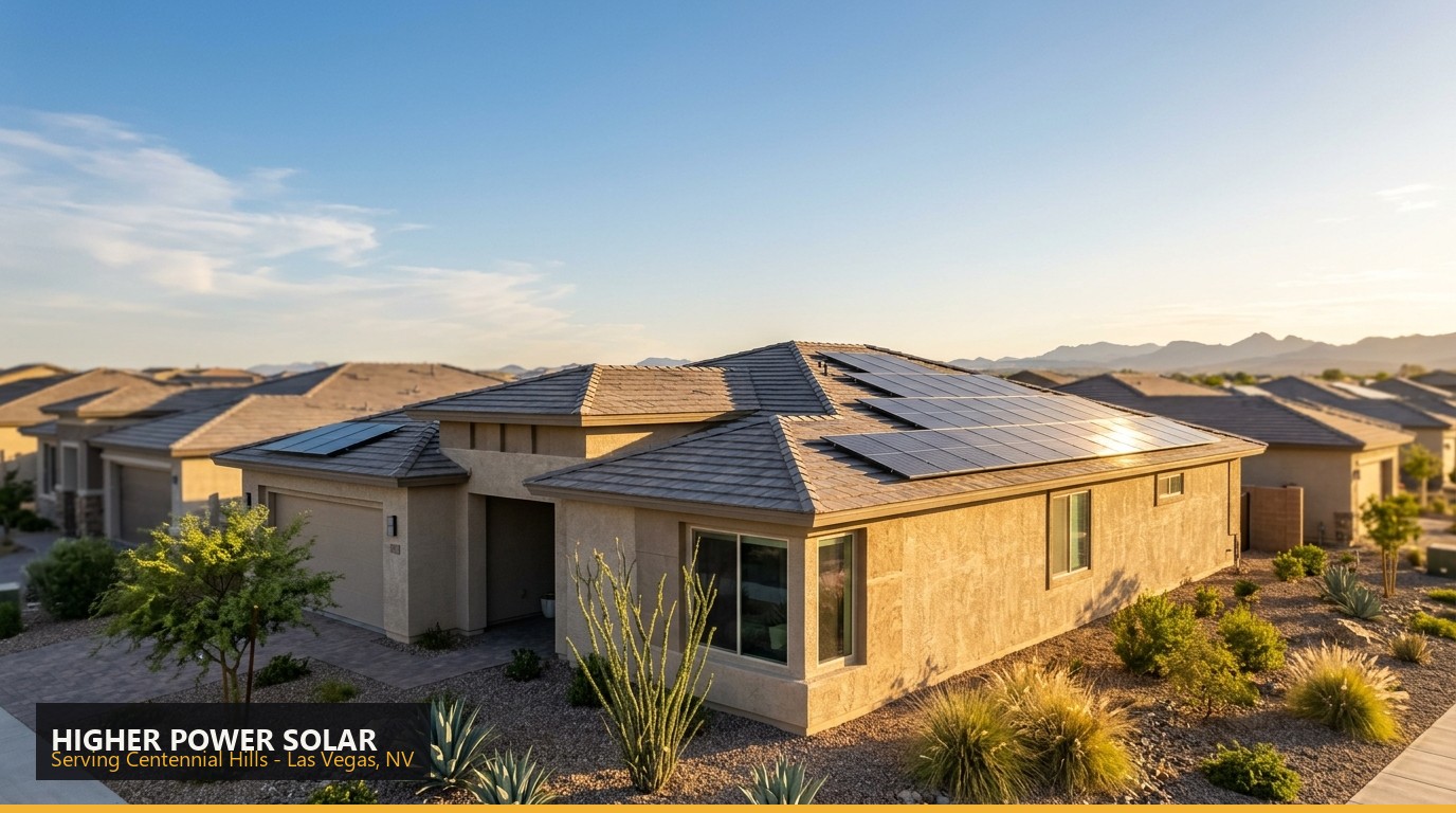 Rooftop solar installation on a home in Centennial Hills, Las Vegas NV - Higher Power Solar