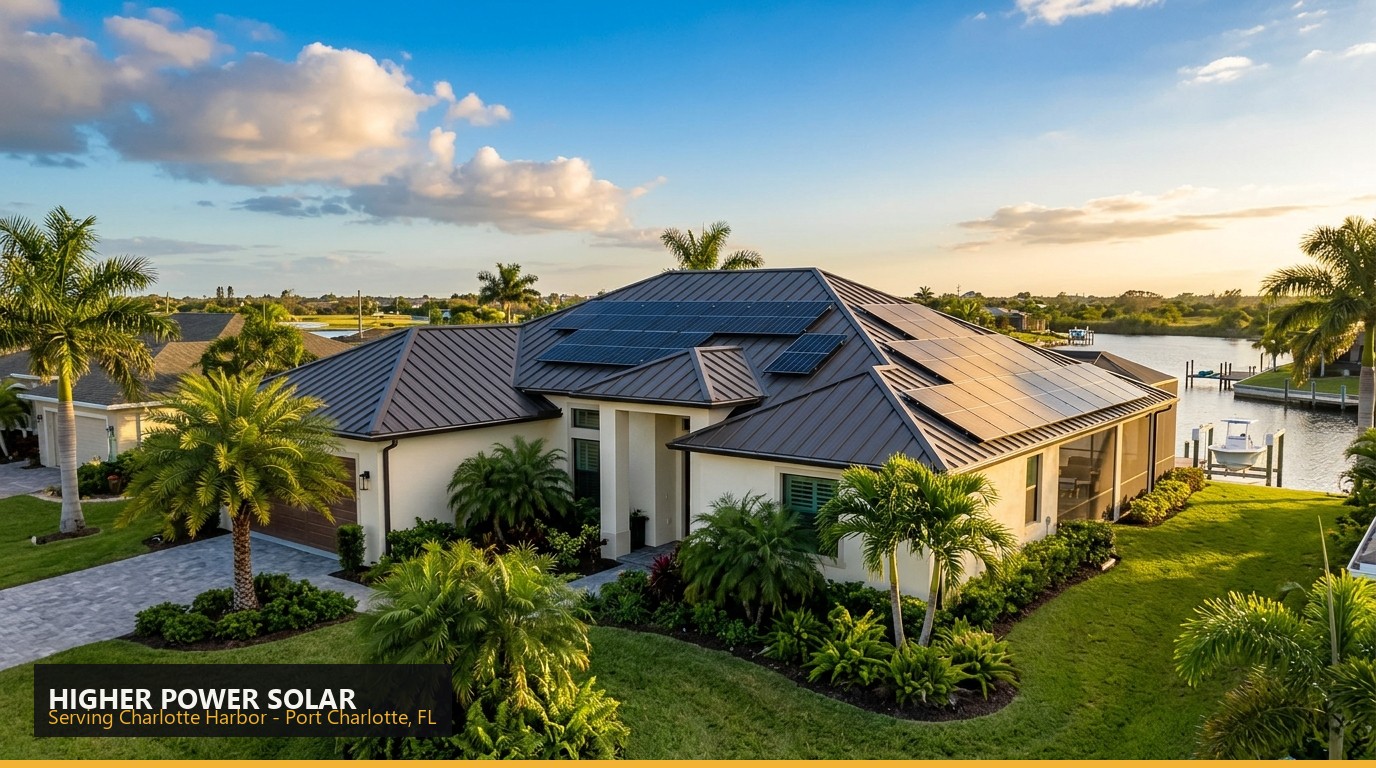 Rooftop solar installation on a home in Charlotte Harbor, Port Charlotte FL - Higher Power Solar