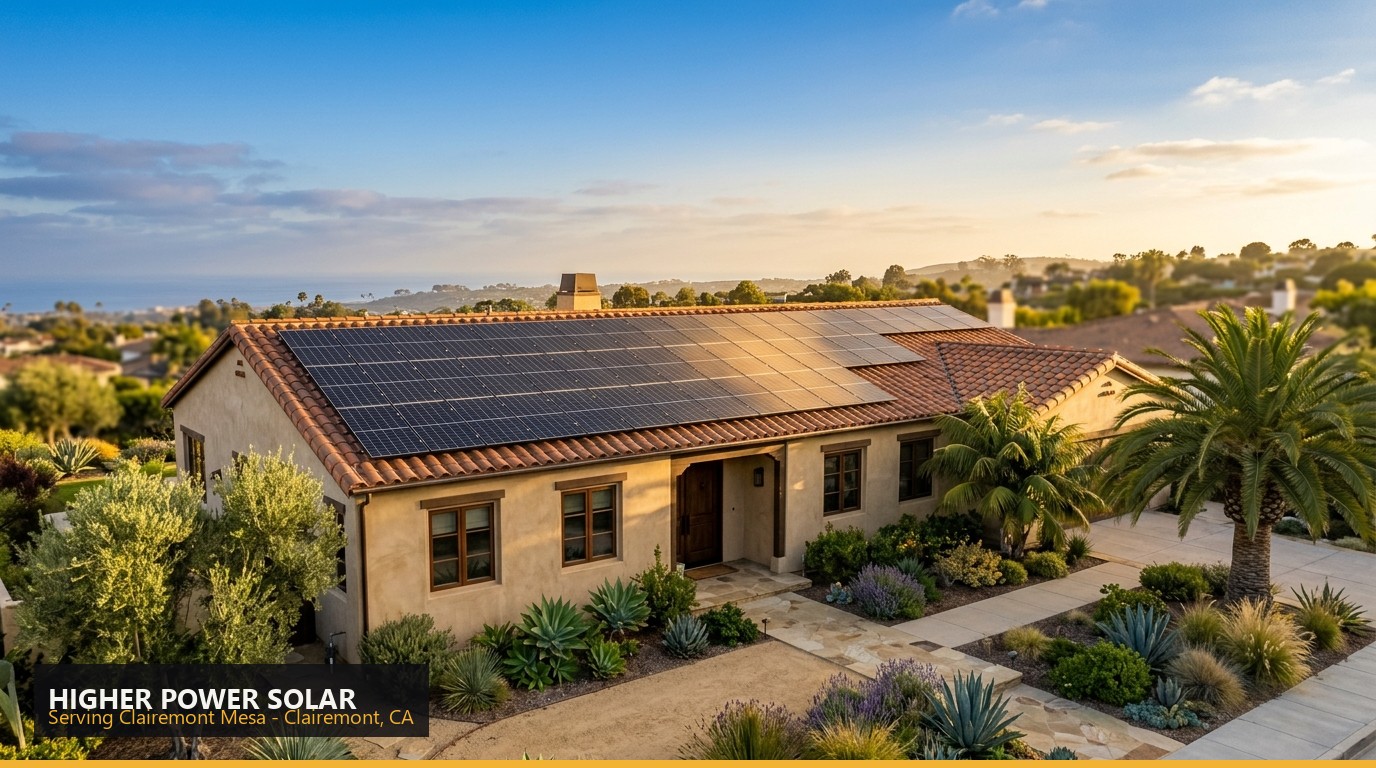 Rooftop solar installation on a home in Clairemont Mesa, Clairemont CA - Higher Power Solar
