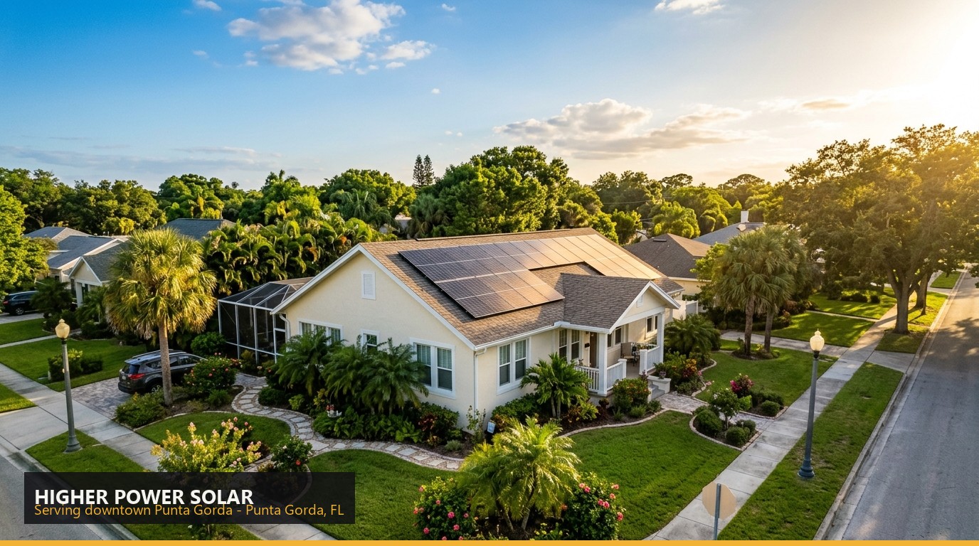 Rooftop solar installation on a home in downtown Punta Gorda, Punta Gorda FL - Higher Power Solar
