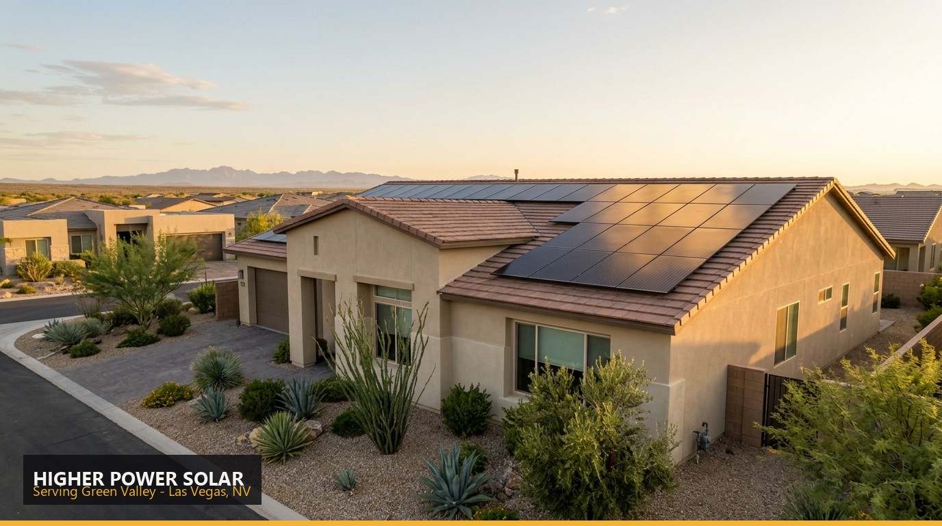 Rooftop solar installation on a home in Green Valley, Las Vegas NV - Higher Power Solar