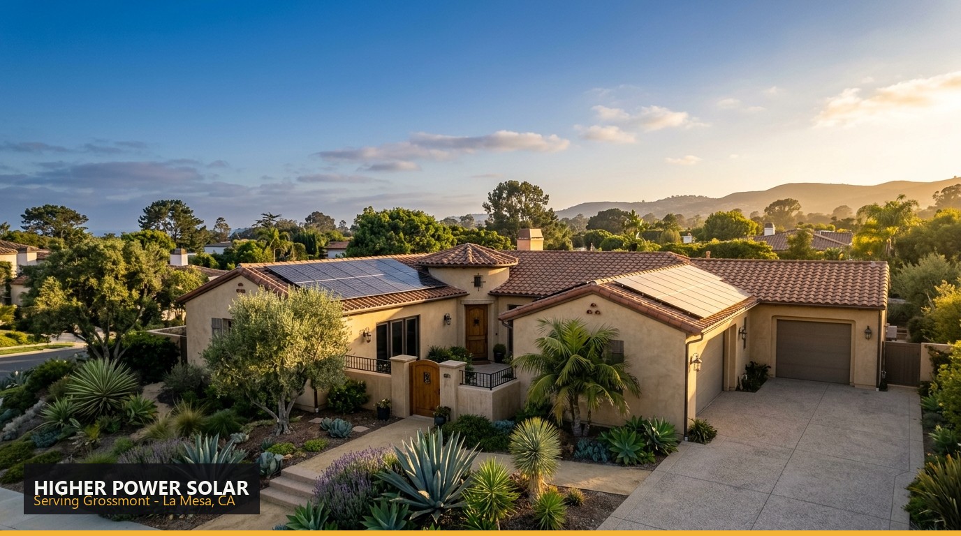 Rooftop solar installation on a home in Grossmont, La Mesa CA - Higher Power Solar
