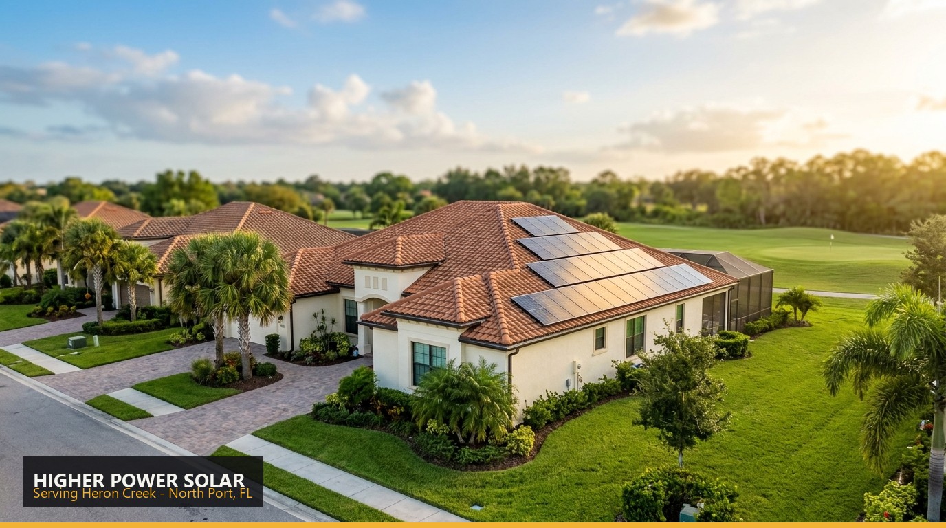 Rooftop solar installation on a home in Heron Creek, North Port FL - Higher Power Solar