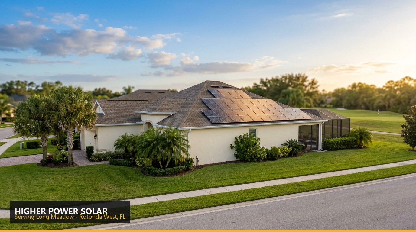 Rooftop solar installation on a home in Long Meadow, Rotonda West FL - Higher Power Solar