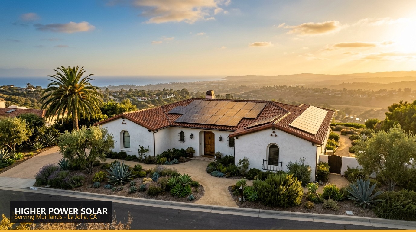 Rooftop solar installation on a home in Muirlands, La Jolla CA - Higher Power Solar