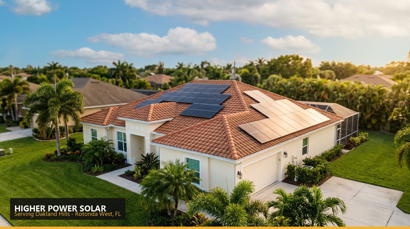 Rooftop solar installation on a home in Oakland Hills, Rotonda West FL - Higher Power Solar