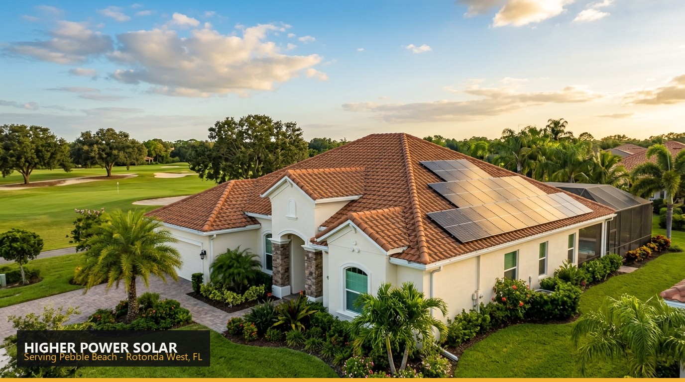Rooftop solar installation on a home in Pebble Beach, Rotonda West FL - Higher Power Solar