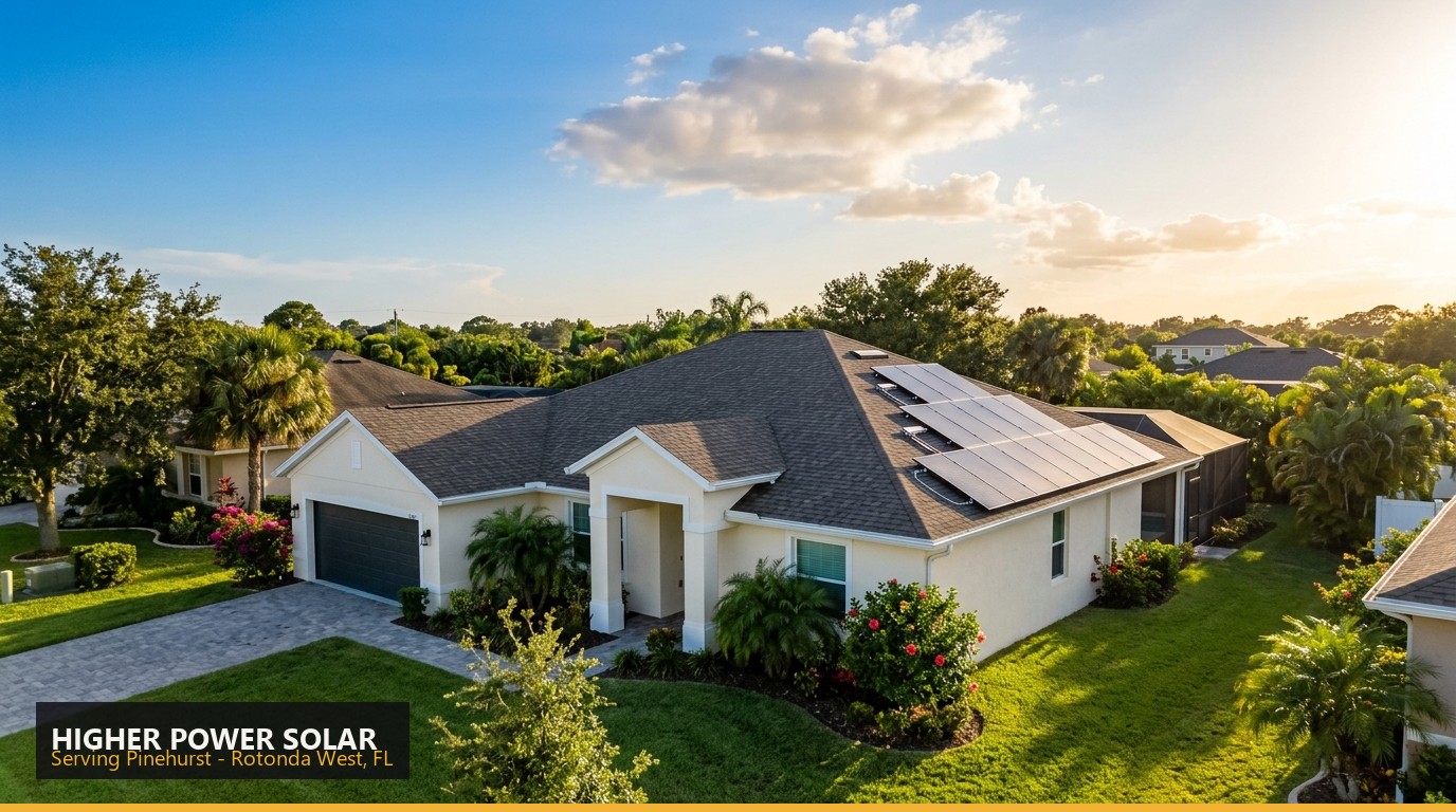 Rooftop solar installation on a home in Pinehurst, Rotonda West FL - Higher Power Solar