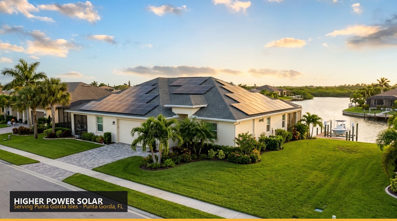 Rooftop solar installation on a home in Punta Gorda Isles, Punta Gorda FL - Higher Power Solar