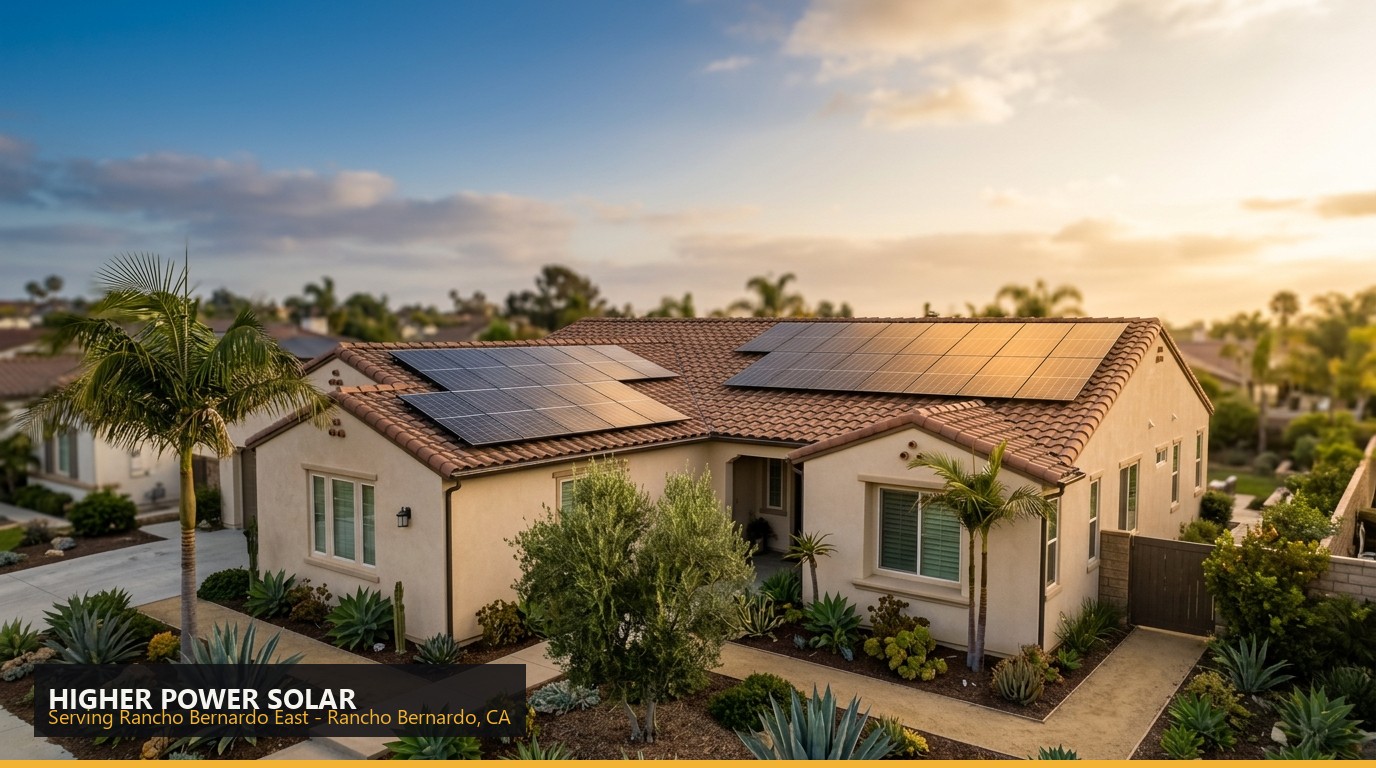 Rooftop solar installation on a home in Rancho Bernardo East, Rancho Bernardo CA - Higher Power Solar