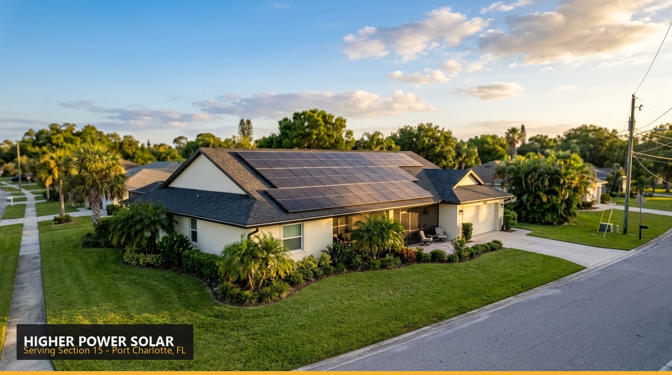 Rooftop solar installation on a home in Section 15, Port Charlotte FL - Higher Power Solar