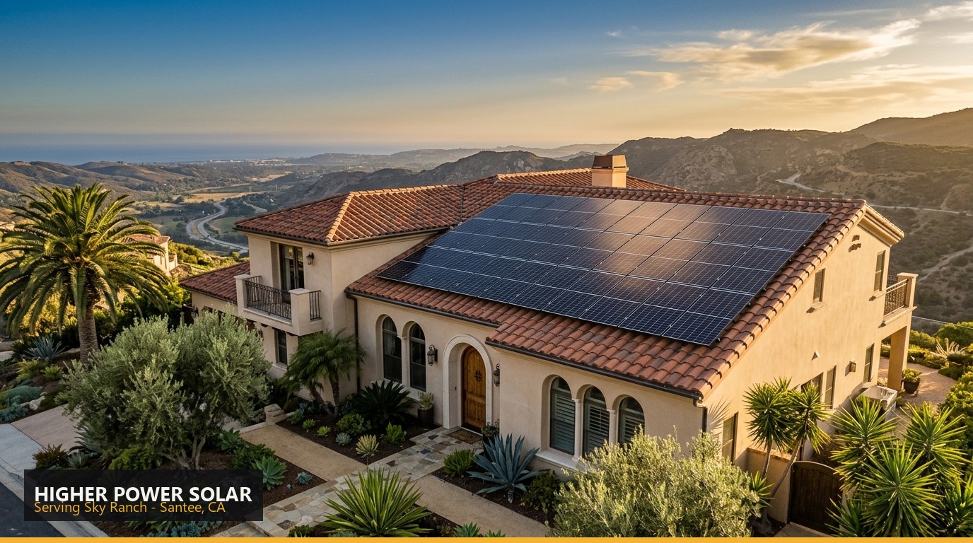 Rooftop solar installation on a home in Sky Ranch, Santee CA - Higher Power Solar