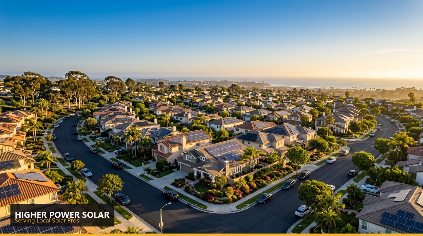 Neighborhood of homes with rooftop solar - Higher Power Solar