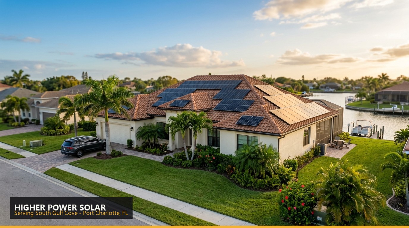 Rooftop solar installation on a home in South Gulf Cove, Port Charlotte FL - Higher Power Solar