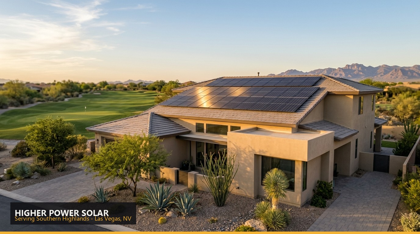 Rooftop solar installation on a home in Southern Highlands, Las Vegas NV - Higher Power Solar