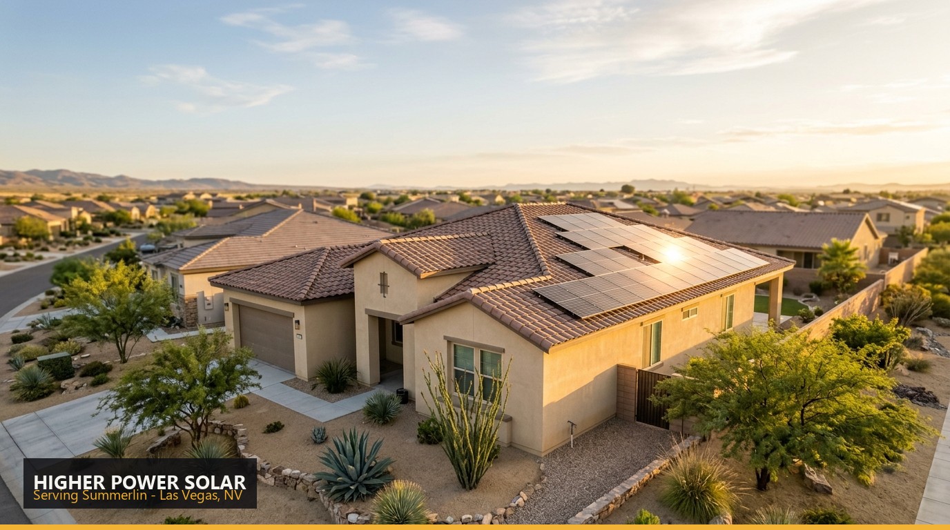 Rooftop solar installation on a home in Summerlin, Las Vegas NV - Higher Power Solar