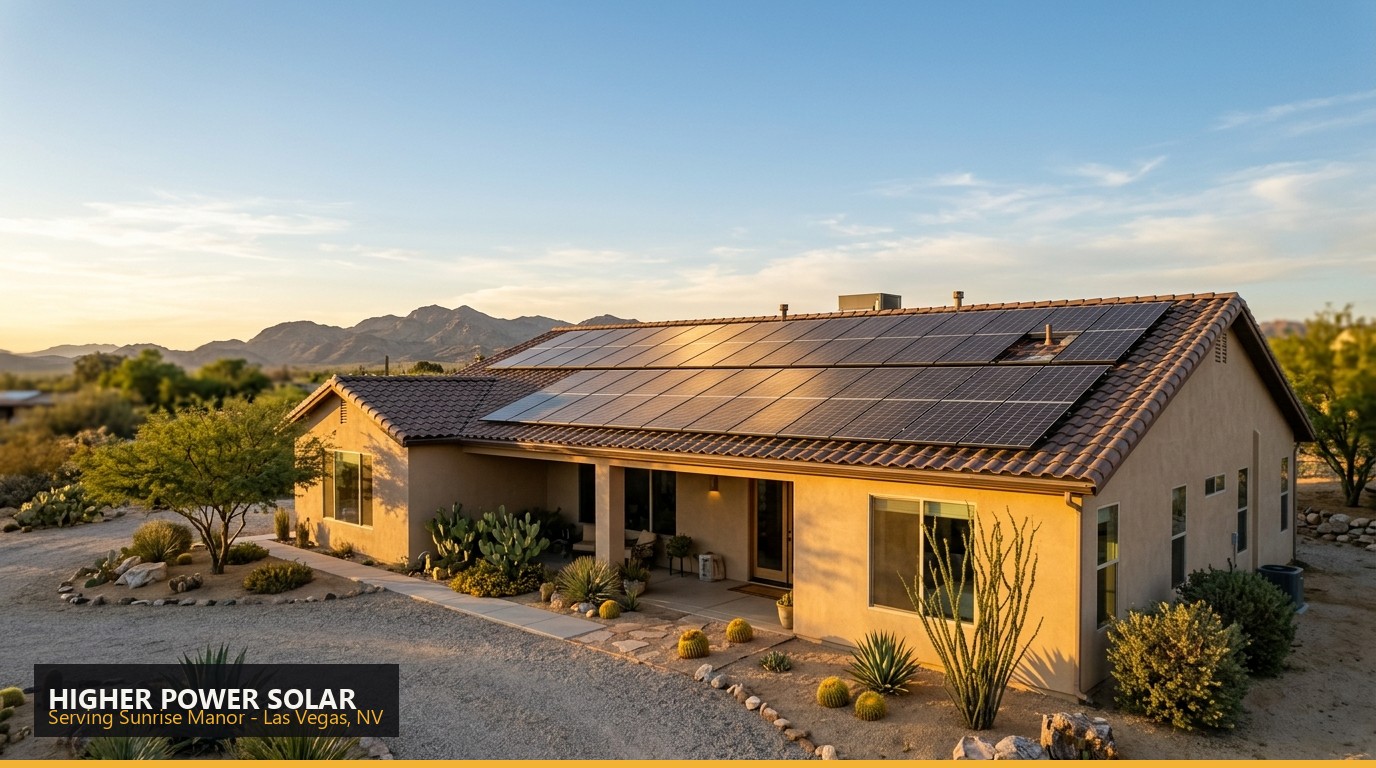Rooftop solar installation on a home in Sunrise Manor, Las Vegas NV - Higher Power Solar