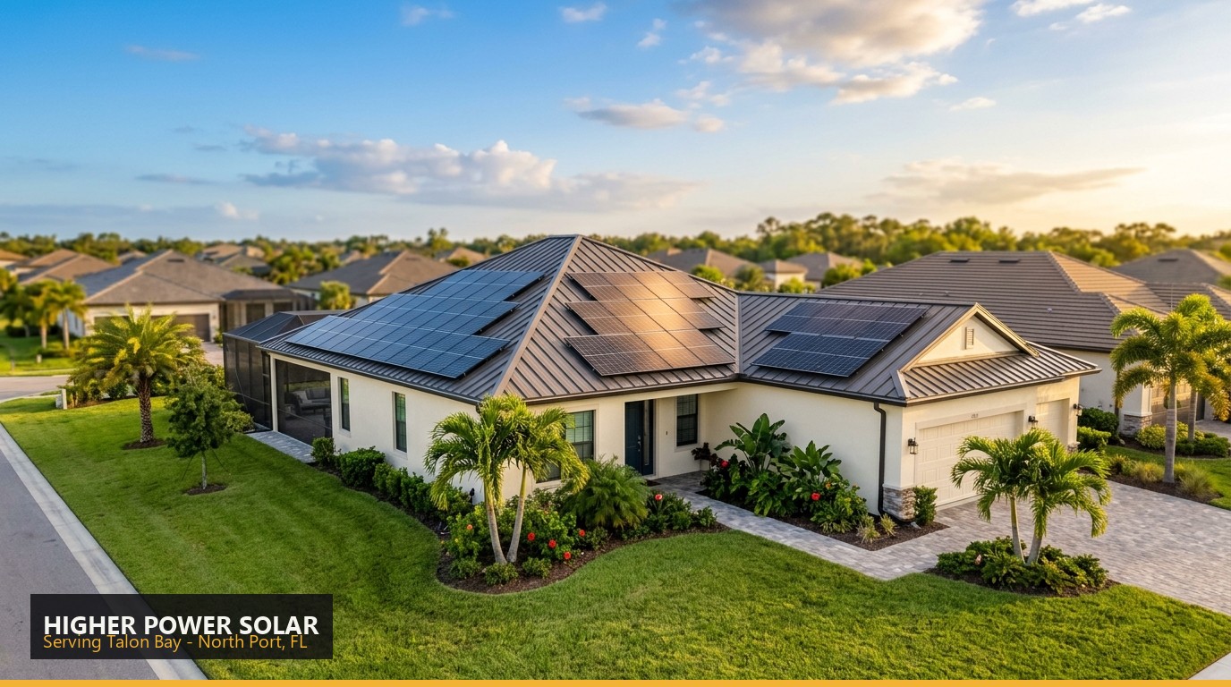 Rooftop solar installation on a home in Talon Bay, North Port FL - Higher Power Solar