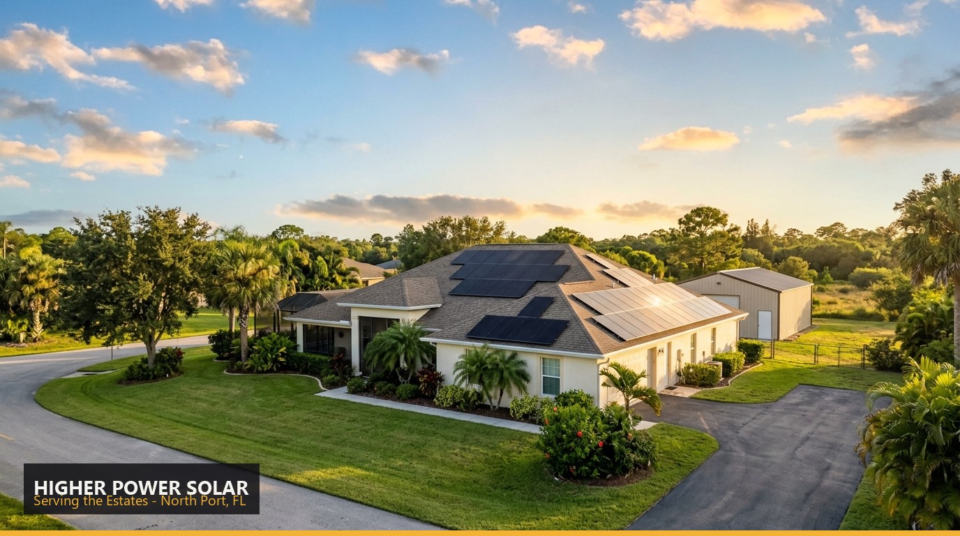 Rooftop solar installation on a home in the Estates, North Port FL - Higher Power Solar