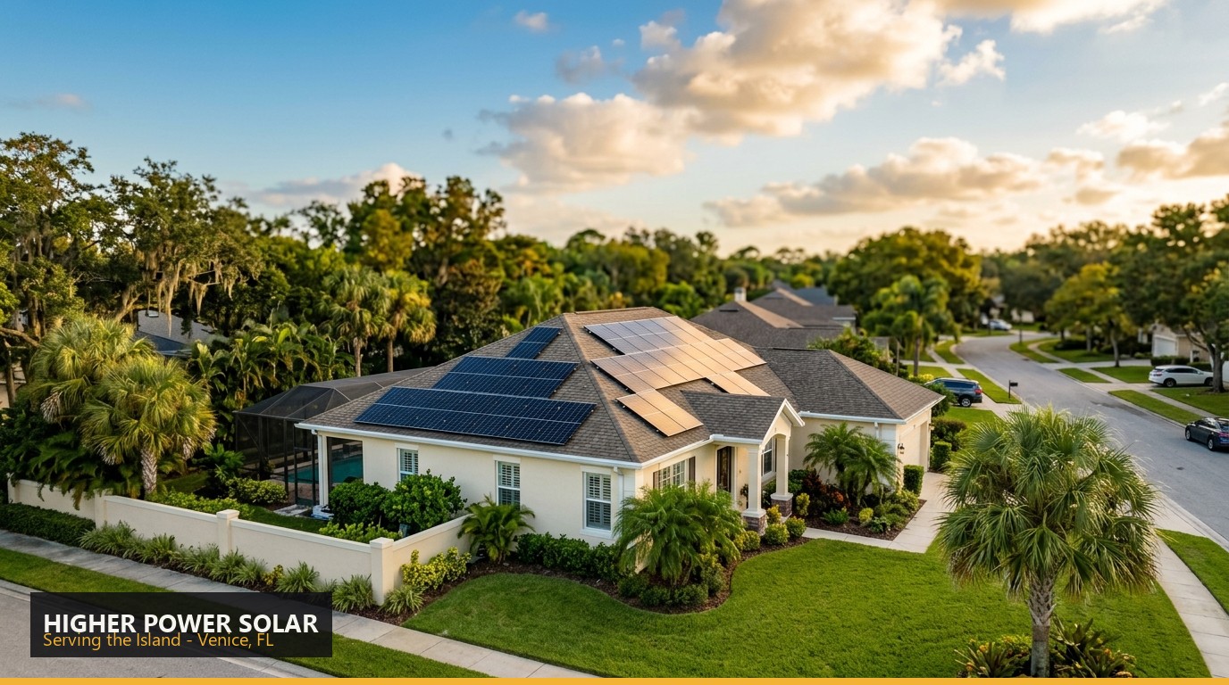Rooftop solar installation on a home in the Island, Venice FL - Higher Power Solar