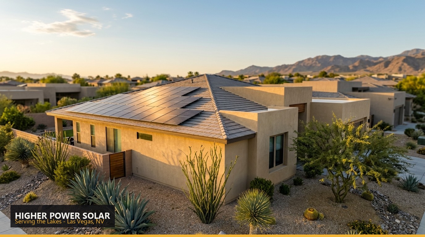 Rooftop solar installation on a home in the Lakes, Las Vegas NV - Higher Power Solar