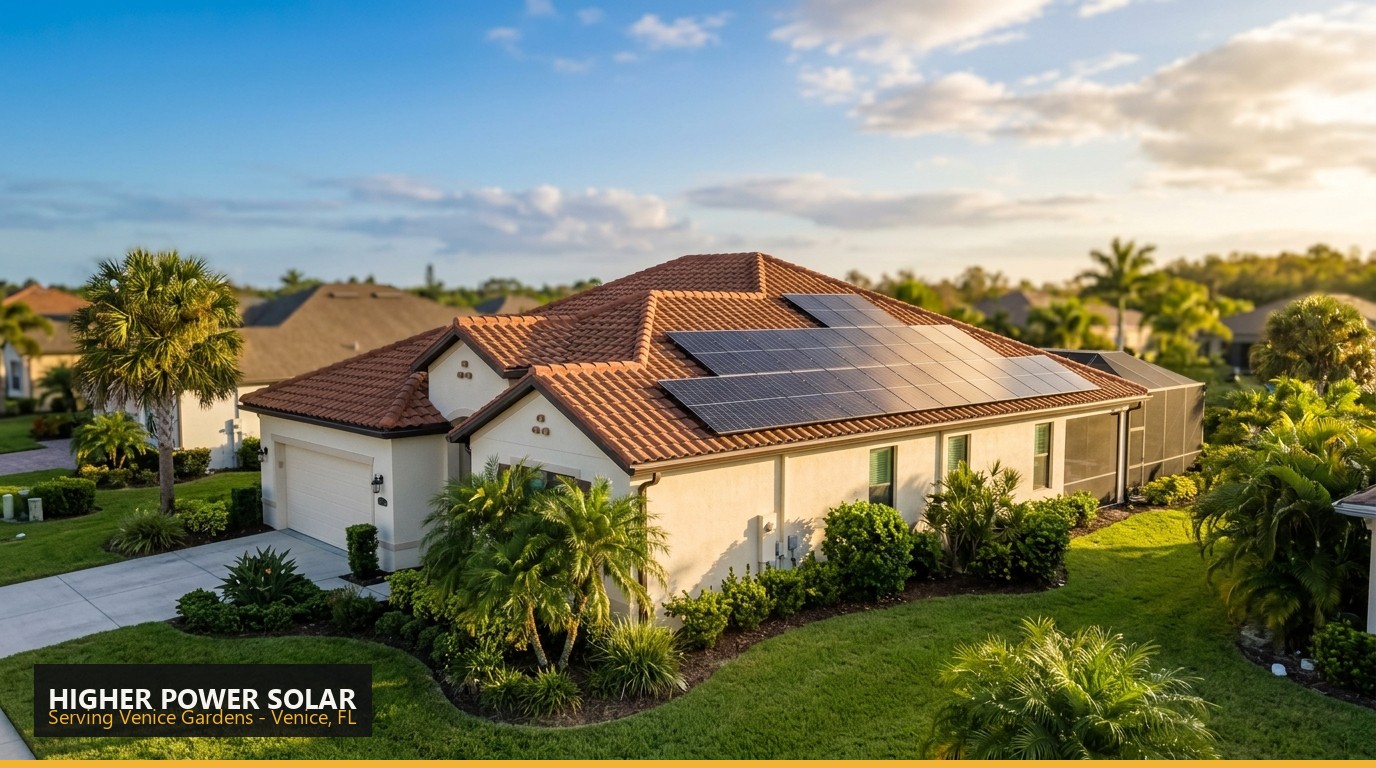Rooftop solar installation on a home in Venice Gardens, Venice FL - Higher Power Solar