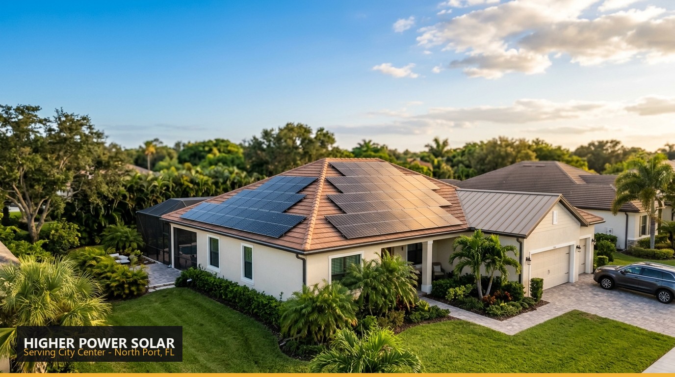 Rooftop solar installation on a home in City Center, North Port FL - Higher Power Solar