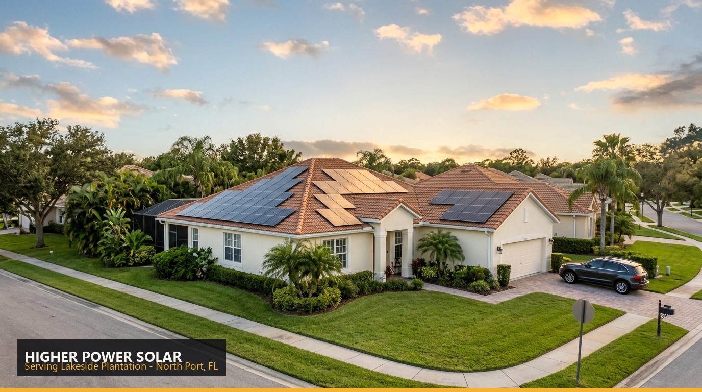 Rooftop solar installation on a home in Lakeside Plantation, North Port FL - Higher Power Solar